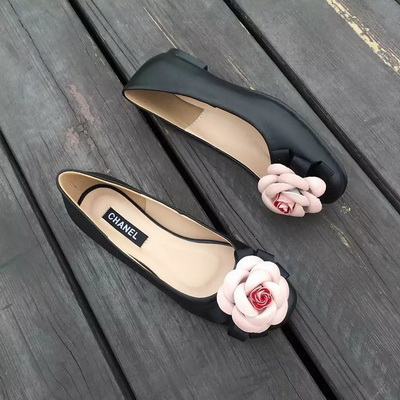 CHANEL Shallow mouth flat shoes Women--063